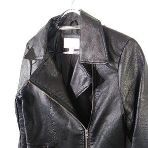 Womens Faux Leather Zip Jacket w/ Pockets NWOT